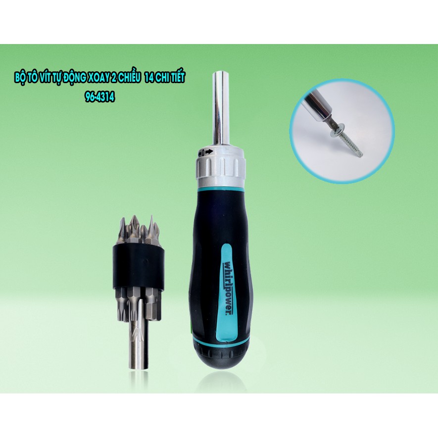 Bộ tô vít tự động xoay 2 chiều 14 chi tiết Whirlpower 96-4314