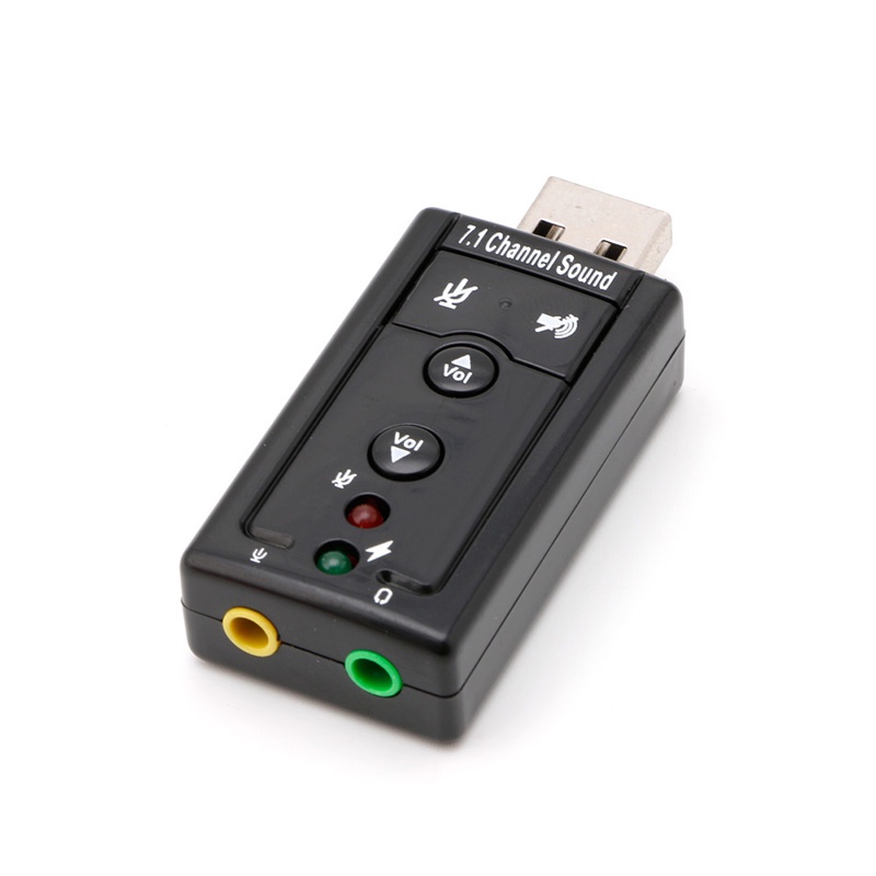 Đầu đọc thẻ âm thanh USB2.0 kênh 7.1 3D màu đen cho PC/laptop