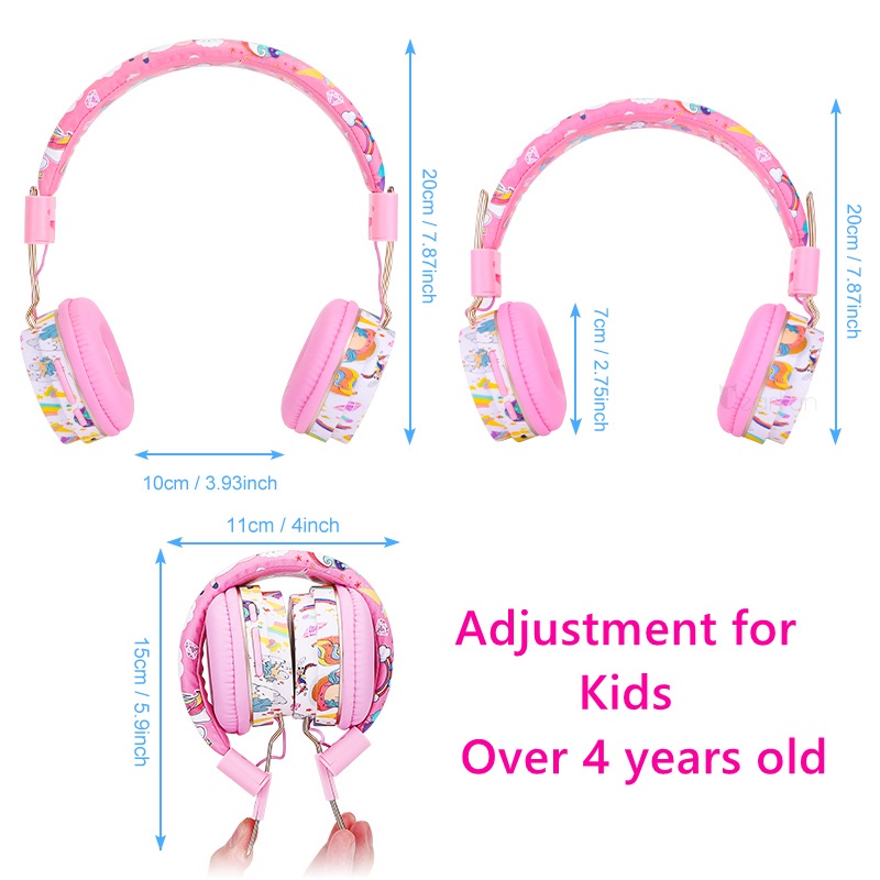 Tai Nghe Bluetooth Không Dây Hình Kỳ Lân 3D Dễ Thương Kèm Mic Cho Bé Gái