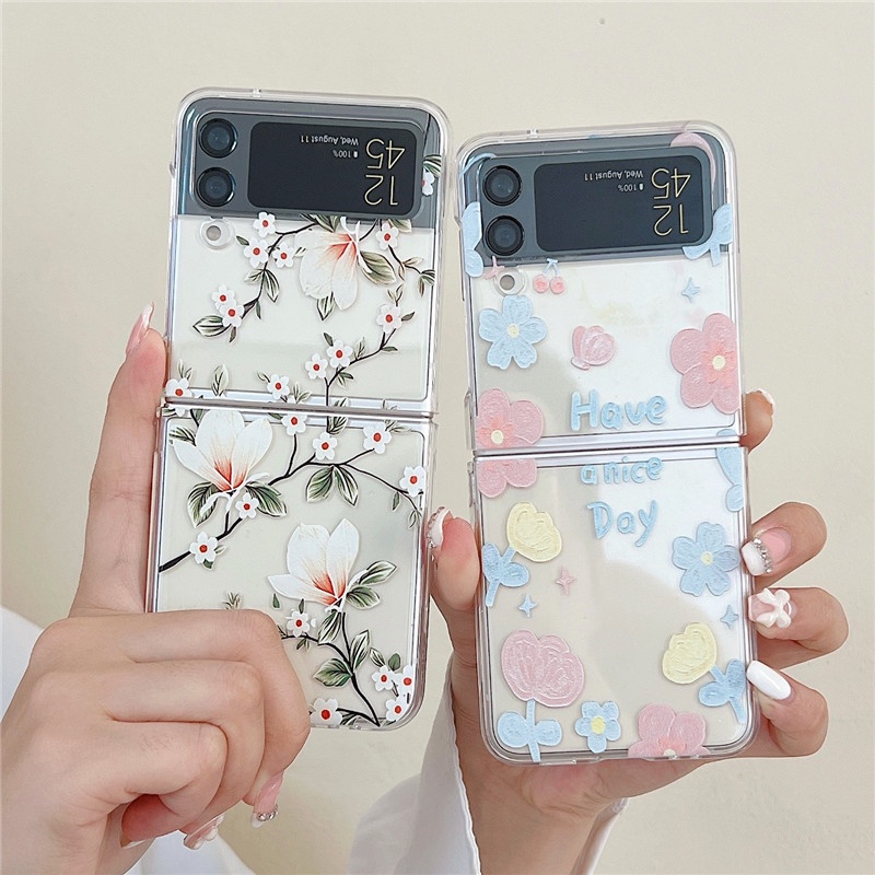 Ốp Điện Thoại PC Cứng Mỏng Trong Suốt Họa Tiết Hoạt Hình Dễ Thương Cho Samsung Galaxy Z Flip 3 Z Flip 4 5G Z Flip3 Flip4