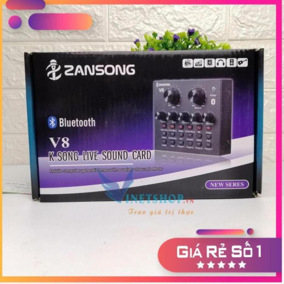 Sound card Zansong v8 livestream karaoke thu âm online,có bluetooth không cần cắm dây lấy nhạc-dc3536