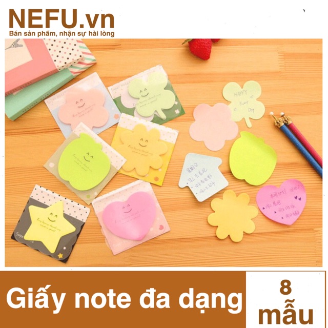 [NEFU] Combo 5 tệp 30 tờ giấy note ghi chú đa dạng chất giấy dày mịn ăn mực có keo dán dùng học từ vựng