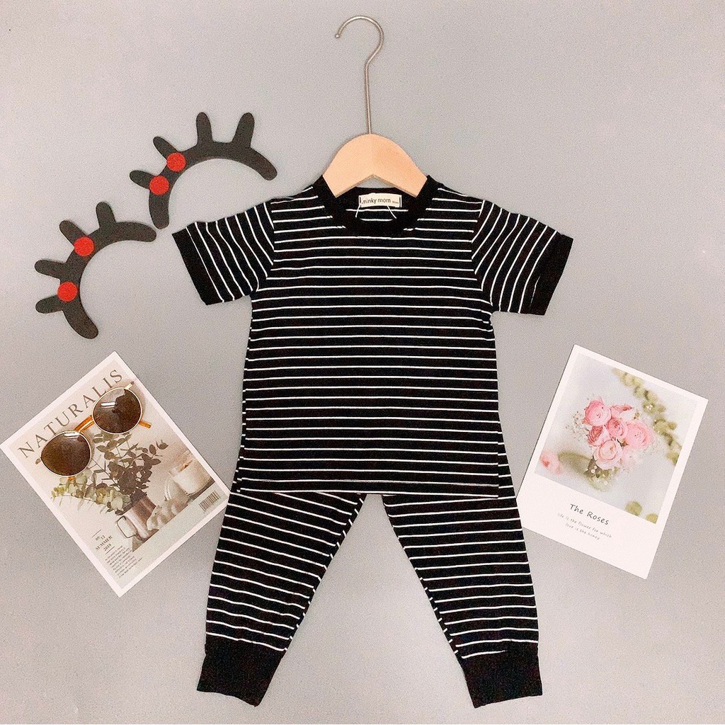 Bộ Thu Đông Cho Bé  Bộ Minky Mom Sọc Quần Dài Cho Bé Trai Bé Gái  Chất Cotton Cao Cấp Siêu Co Giãn