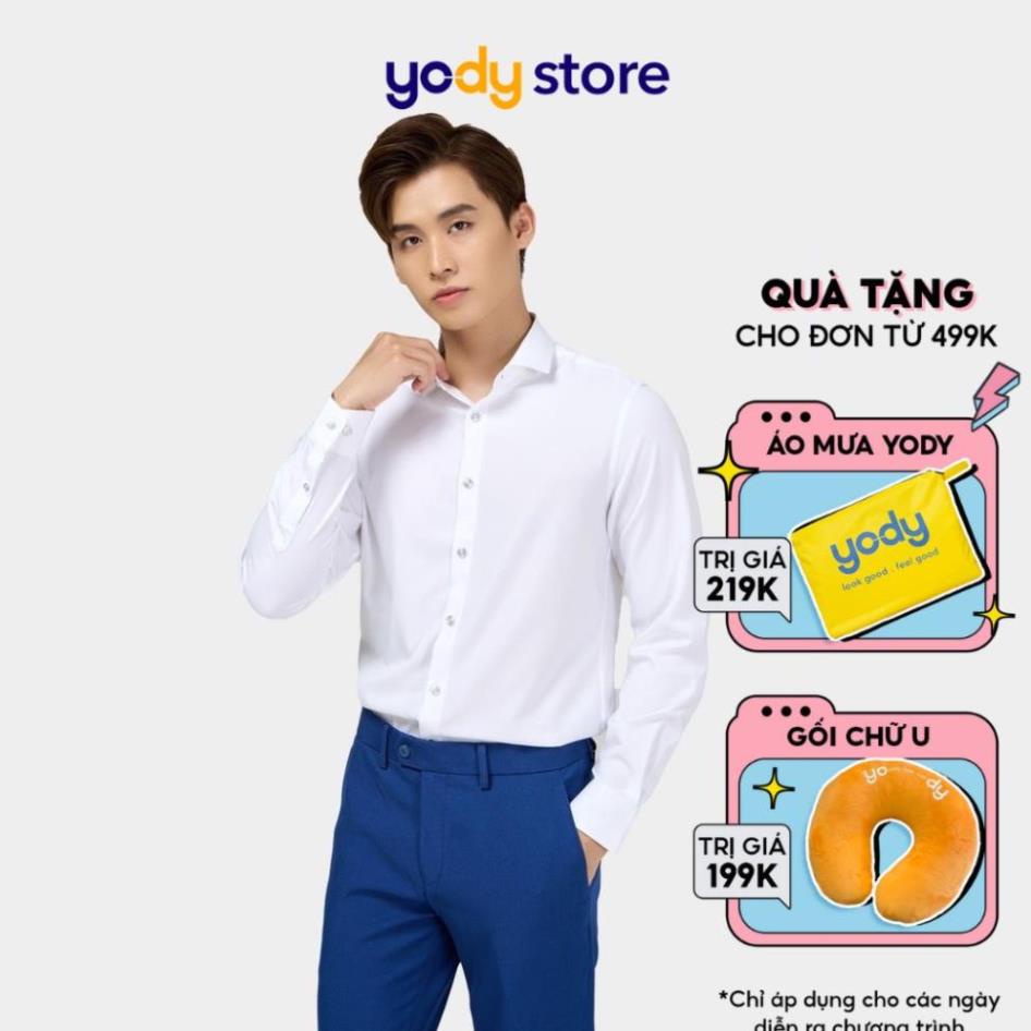 Áo sơ mi nam YODY màu trắng dài tay có cổ vải Nano - SMM4073 New !