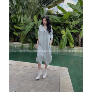 CECI Đầm sơ mi dáng dài basic