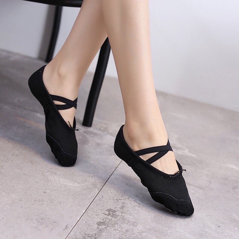 Giày múa bọc đầu mày đen, giày bale