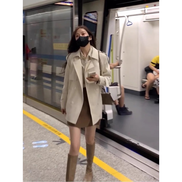 Áo măng tô nữ dáng dài phong cách Hàn Quốc kèm dây buộc eo rời 2022