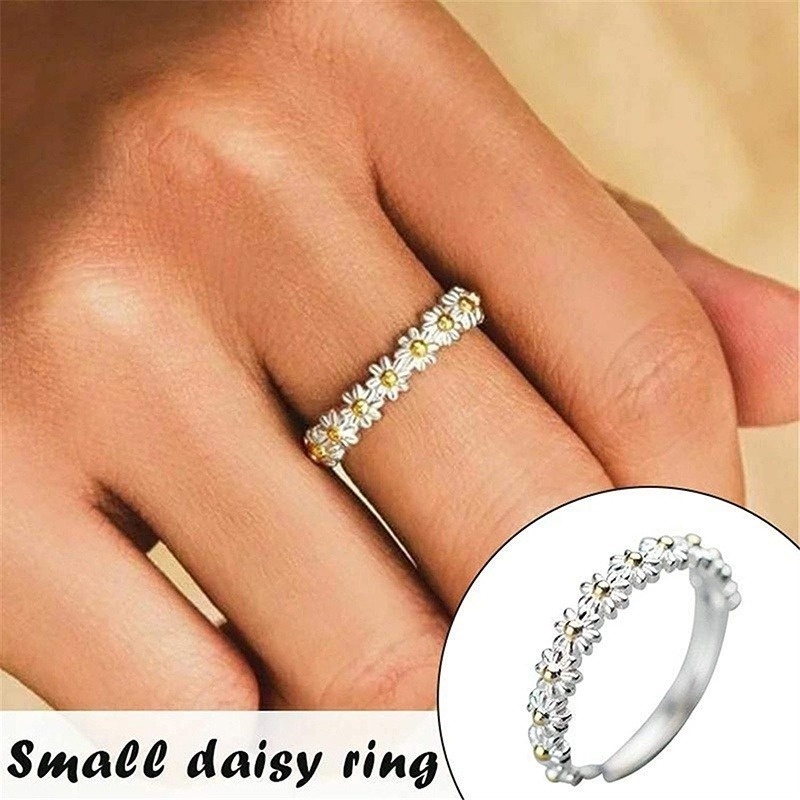Nhẫn Hở Họa Tiết Hoa Cúc Phong Cách Hàn Quốc Có Thể Điều Chỉnh Cho Nữ