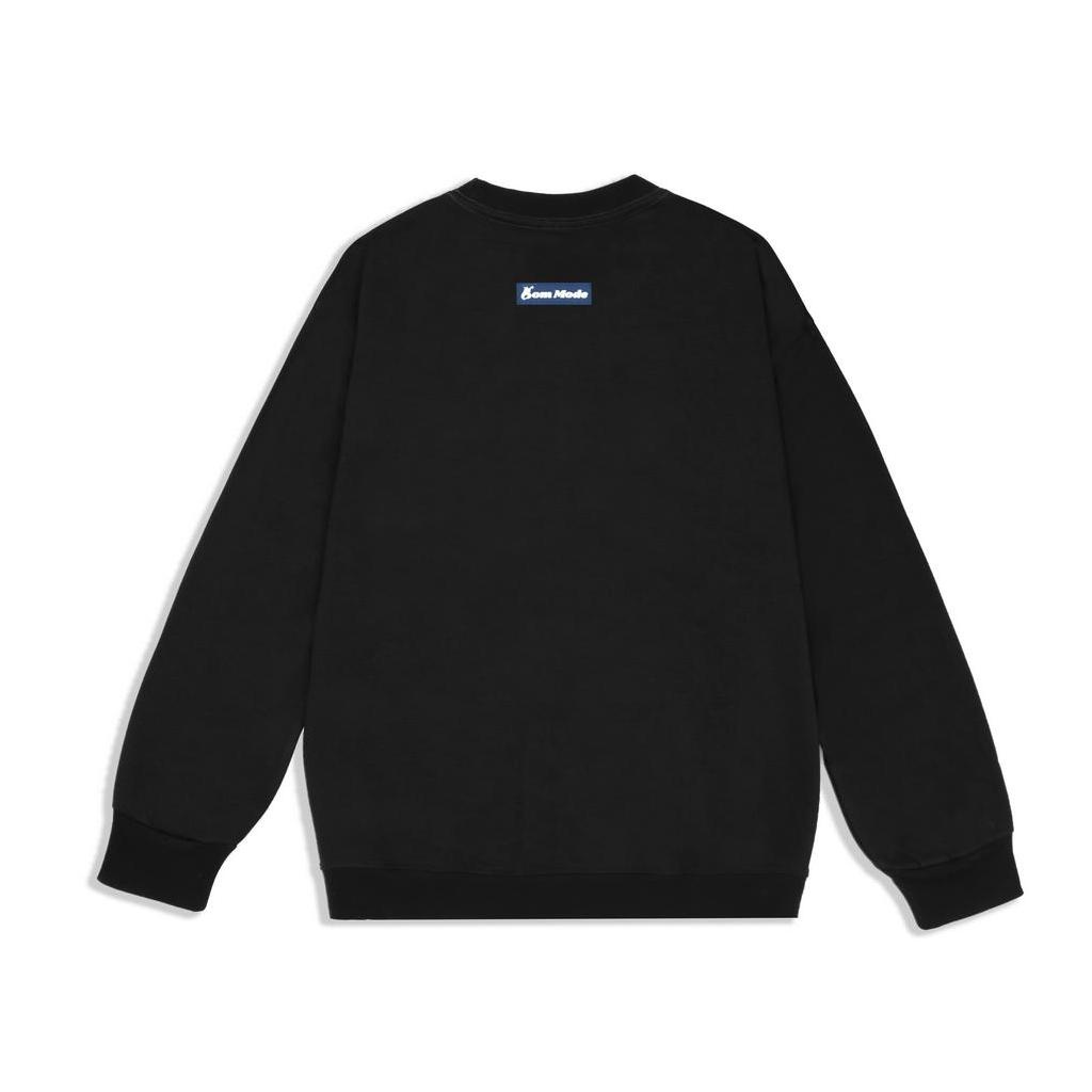 ÁO SWEATER BASIC UNISEX ÁO KHOÁC NỈ BOMMODE CỔ TRÒN FORM RỘNG TAY DÀI CO GIÃN MỀM MẠI ĐEN CHỮ ĐỎ