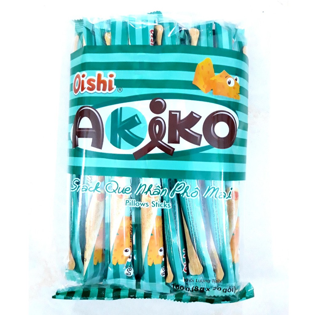 Thùng 10 Gói Bánh Snack Que Akiko Oishi Vị Phô Mai