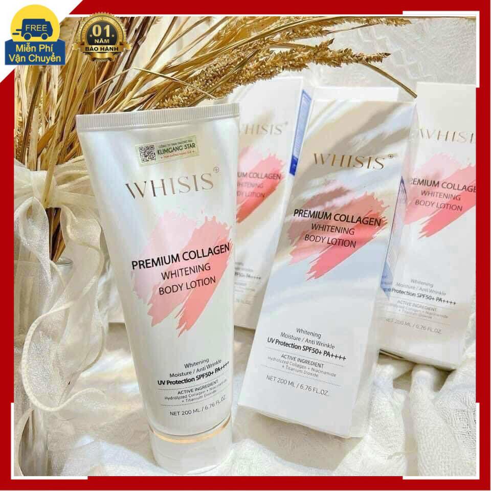 Kem Body Trắng Da Whisis Chống Nắng PreMINTm Collagen Whitening Body Lotion 200ml - MINT COSMETIC