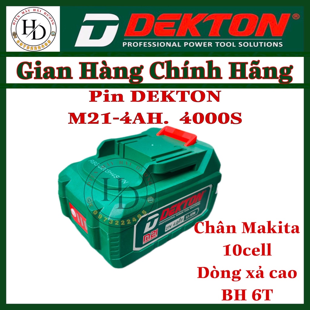Pin Dekton 21V 4Ah.Model M21-4000S 10Cell. Dùng cho máy Dekton và những máy trên thị trường chạy chân MKT. BH 6 Tháng