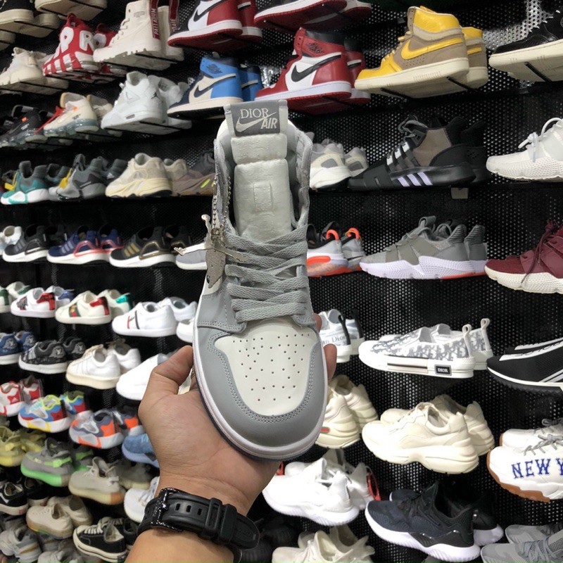 [Bản trung] Giày jordan 1 xám dior, giày jd 1 xám dior cổ thấp cao hàng cao cấp full box bill hãng | BigBuy360 - bigbuy360.vn