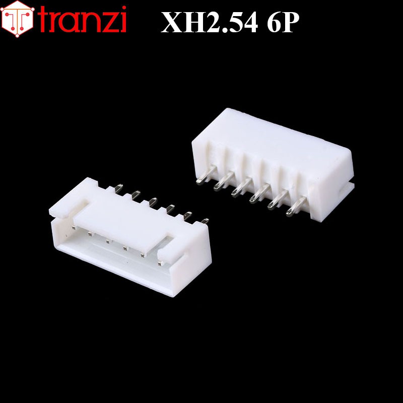 Giắc cắm header 2.54mm XH2.54 6P chân cắm thẳng trắng - túi 50 cái