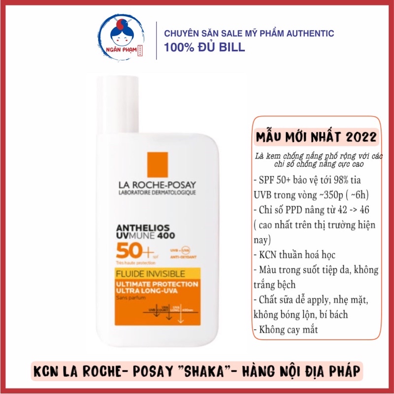 [Bill Pháp] Kem Chống Nắng La Roche-Posay Shaka mẫu mới 2022- không mùi