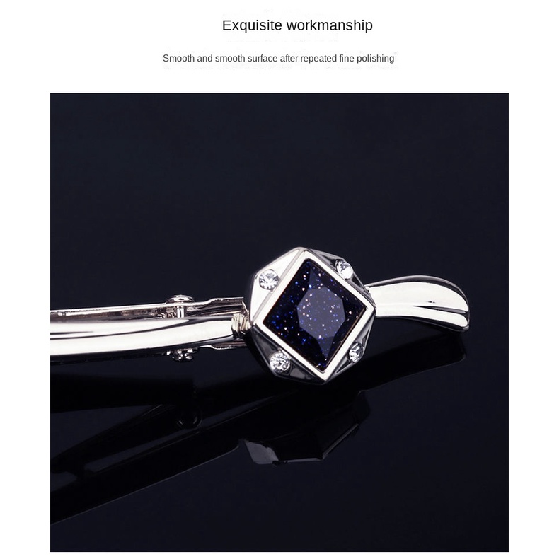 Kẹp Cà Vạt Đính Đá Kim Cương Màu Bạc Phong Cách Hàn Quốc Cho Nam Nữ