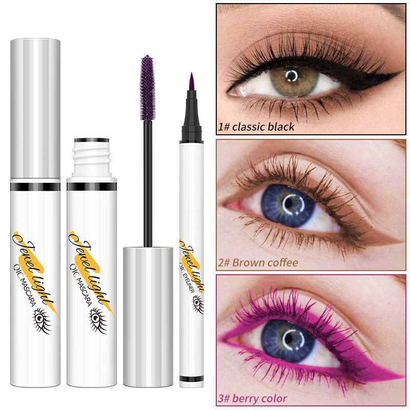 QIC Bộ chì kẻ mắt và mascara có màu, nhiều màu, thích hợp cho người mới làm quen