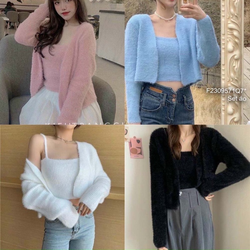 Set áo len lông cardigan kèm áo trong hàng nhập đẹp!XẢ HÀNG TẾT!!!
