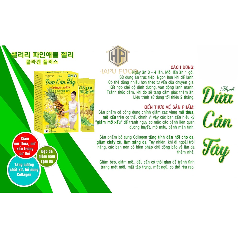 Thạch Dứa Cần Tây Collagen Chính Hãng Hộp 10 Gói x 25Gr - Bolyfood