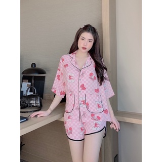 Đồ bộ ngủ pijama ANNA SHOP mặc nhà tay cánh dơi quần đùi chất liệu lụa mango dễ thương