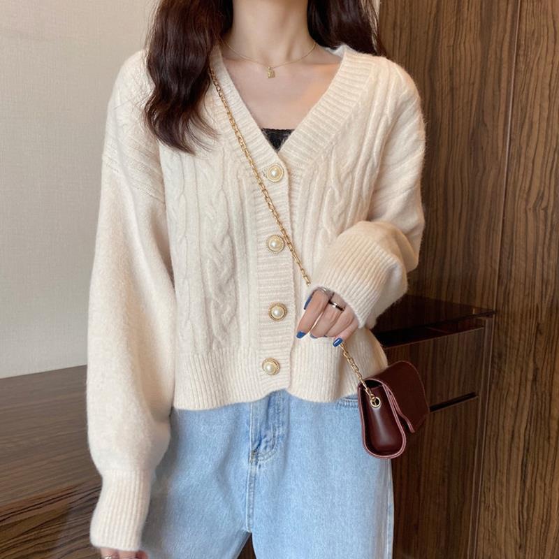 Áo khoác Cardigan dệt kim form rộng phong cách Hàn quốc