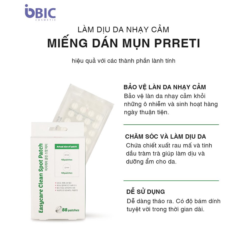 Miếng dán mụn Hàn Quốc Prreti mỏng nhẹ giảm sưng mụn tái tạo da tự nhiên tiện dụng 88 miếng Hatola