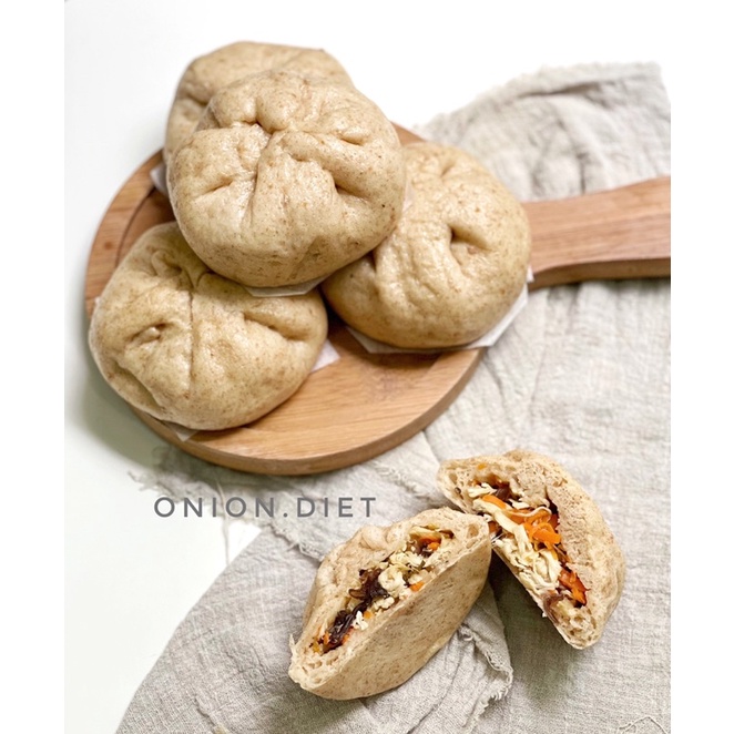 Bánh Bao Nguyên Cám Healthy Onion.Diet Nhân Gà Nấm Thơm Ngon Bánh Ăn Kiêng Giảm Cân