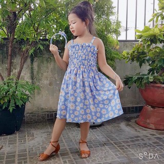 Đầm dây lụa hoa cúc cho bé gái