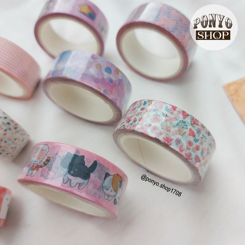 Băng dính washi tape lẻ - Chủ đề Unicorn & Pattern