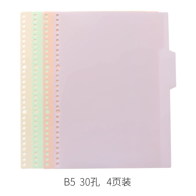 Tab phân trang  chia trang chỉ mục set 4 tờ trơn màu pastel A5 B5 A4 20 26 30 lỗ dụng cụ văn phòng phẩm Echopvpp