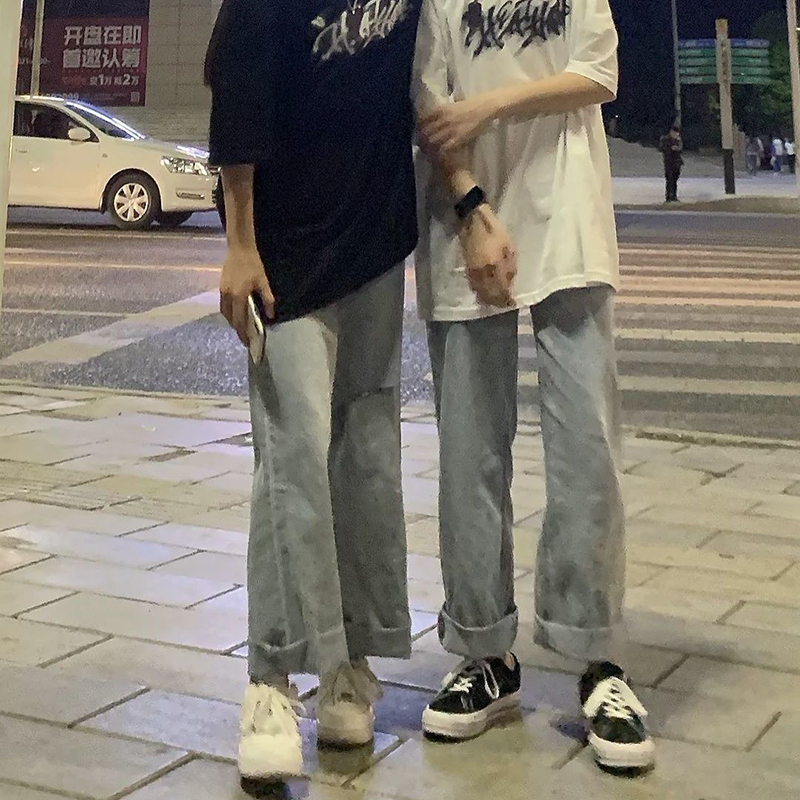 Autumn New Retro Hole Jeans Women Loose All Fit High Waist Pants Fashion Wide Straight Pants