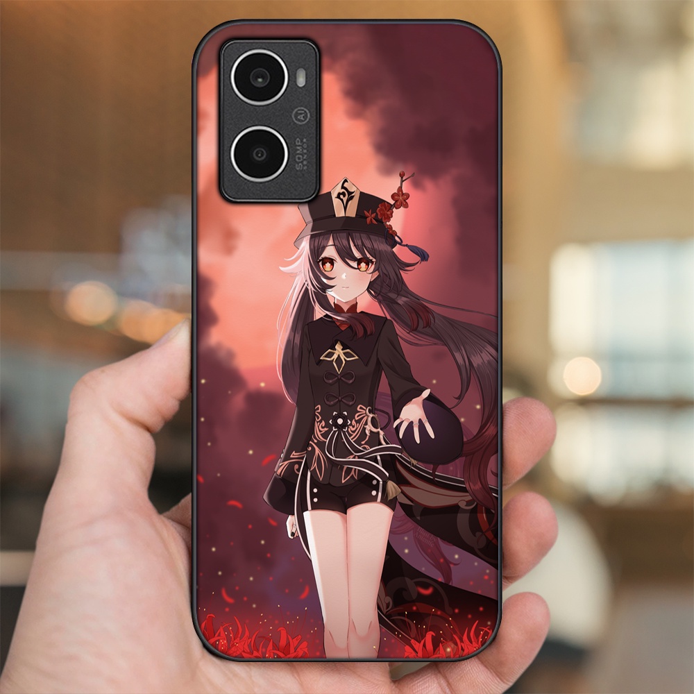 Ốp lưng Oppo A96 4G viền đen in hình Hutao Genshin Impact