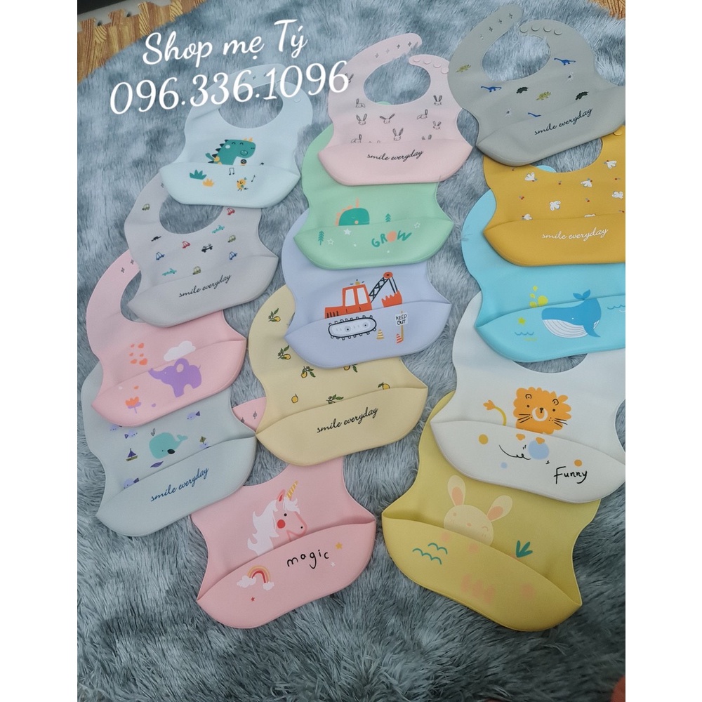 Yếm ăn dặm cho bé Muslin Tree có máng Silicon dẻo