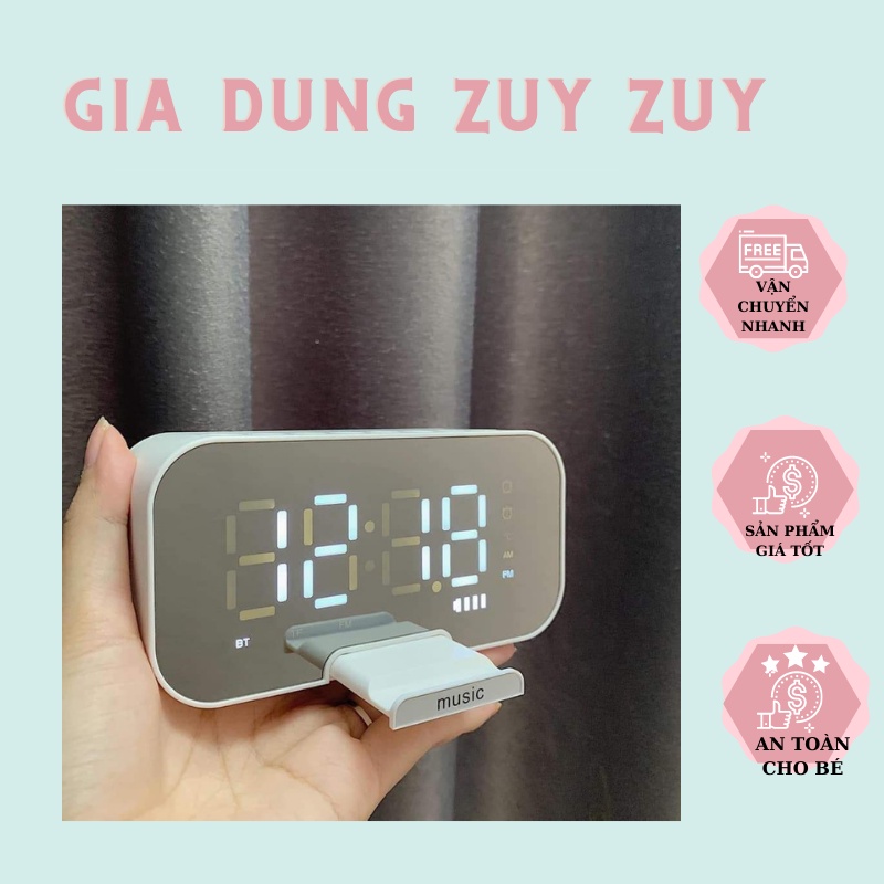 Loa Bluetooth Kiêm Đồng Hồ G10 Mặt Gương Hiển Thị Đèn Led - Đài FM - Đồng Hồ Báo Thức [HÀNG CAO CẤP]