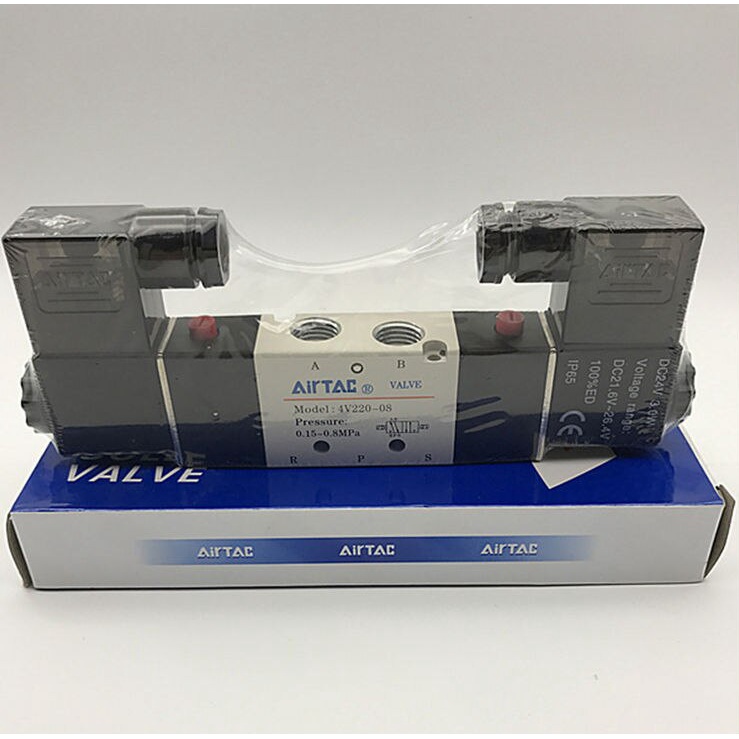 Way 5 AIRTAC 4V220-08 2 Vị trí 1 / 4 "Van điện từ khí nén DC12V DC24V AC110V AC220V pxa5 1 / 4"