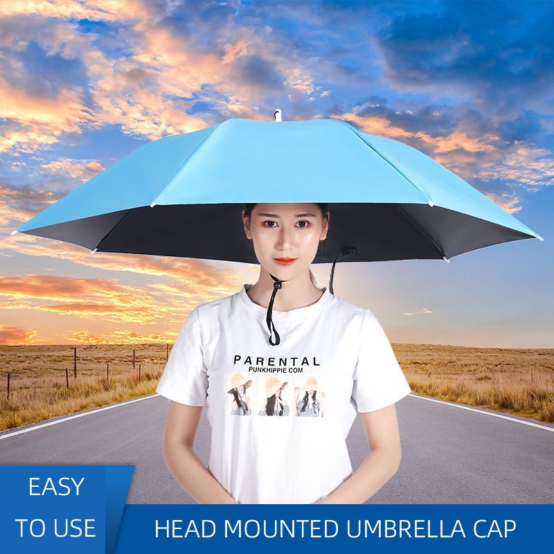 Đội mũ ô che nắng câu cá ngoài trời hái trà vệ sinh chống nắng ô dù gấp cỡ lớn