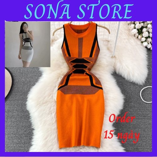Váy body len dệt kim cổ tròn đầm ôm nữ hoạ tiết sexy gợi cảm sang chảnh tiểu thư bánh bèo cute hàng quảng châu cao cấp