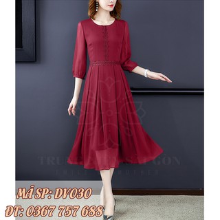 Nhập WAFS1822 hoàn 15% tối đa 25k xu_ Đầm trung niên cao cấp trang trí ren thêu hàng Quảng châu DV030