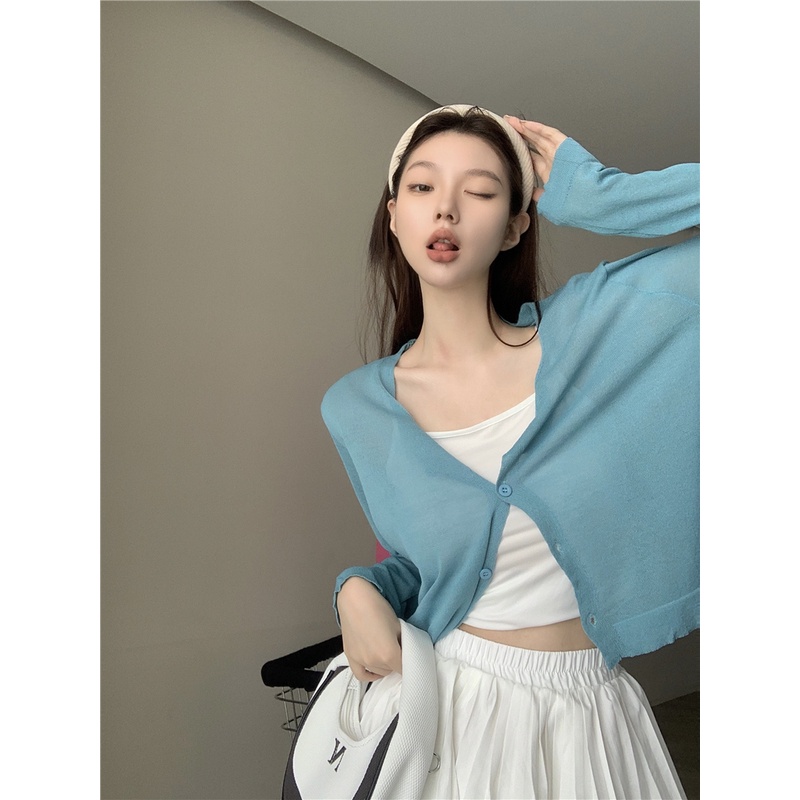 Áo Khoác cardigan Dệt Kim Tay Dài Dáng Rộng Phong Cách Hàn Quốc Thời Trang Cho Nữ