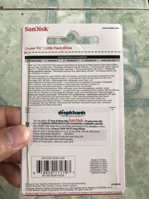 USB SanDisk Cruzer Fit 32GB USB 2.0 - Chính hãng (MỚI 100% - BH 5 NĂM)