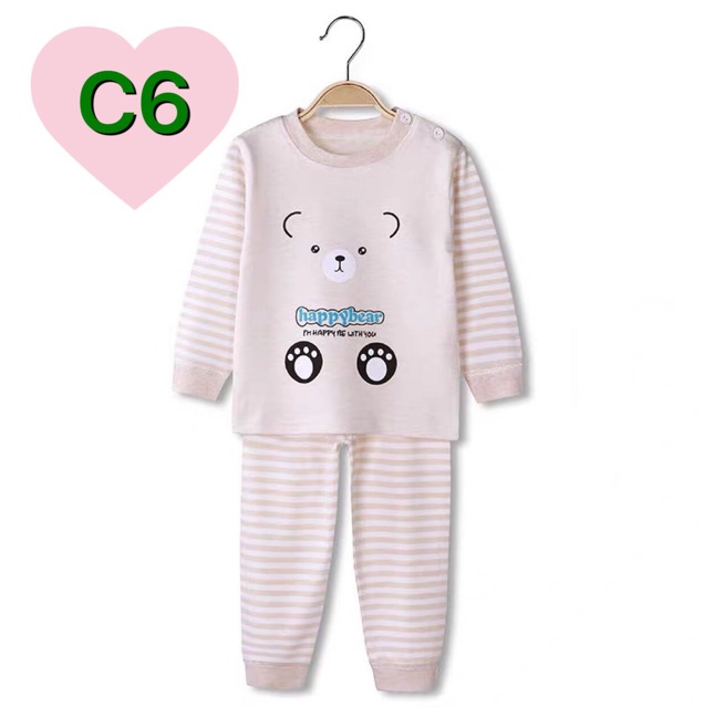 Bộ cotton sợi tre [hàng cao cấp] bộ thu đông dài tay cho bé BDT2