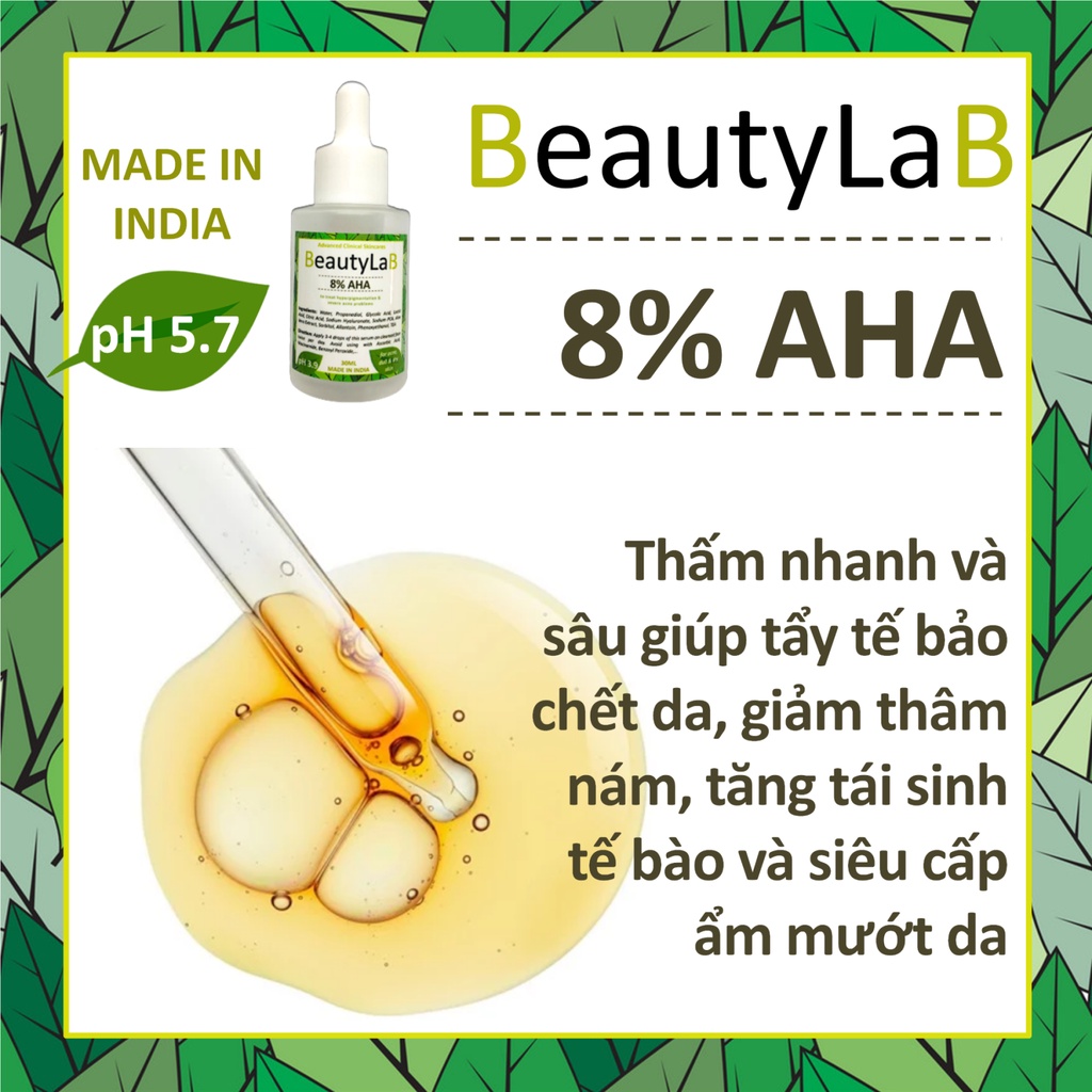 Tinh chất siêu cấp ẩm tẩy tế bào chết giúp da tươi trẻ giảm mụn AHA 8% dupe Paula