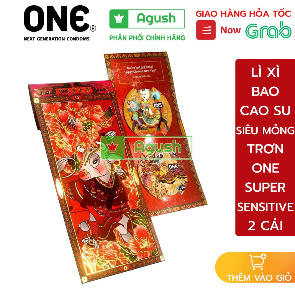 Bao cao su siêu mỏng gia đình chính hãng ONE CONDOM SUPER SENSITIVE lì xì 2 cái nhiều nước gel bôi trơn che tên sản phẩm