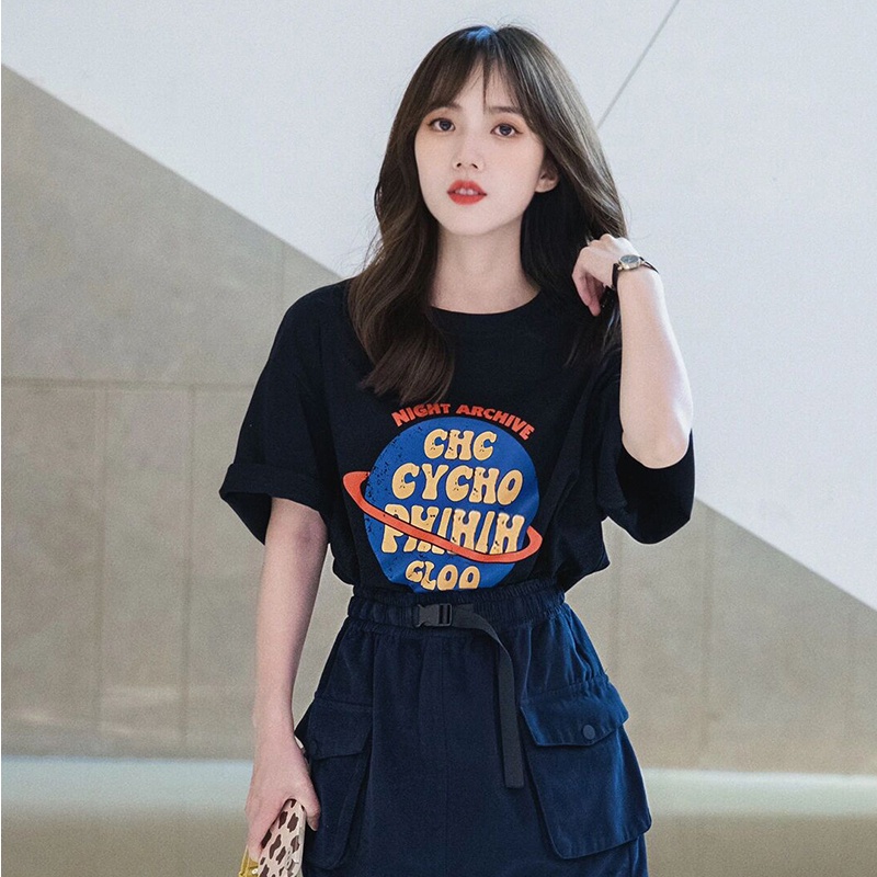 NRVP Áo Thun Cotton Tay Ngắn Cổ Tròn Màu Trơn Thời Trang Dành Cho Nữ