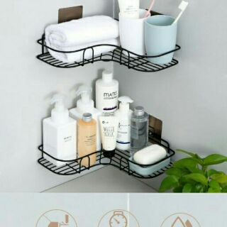 Kệ góc sắt đen dán tường siêu chắc