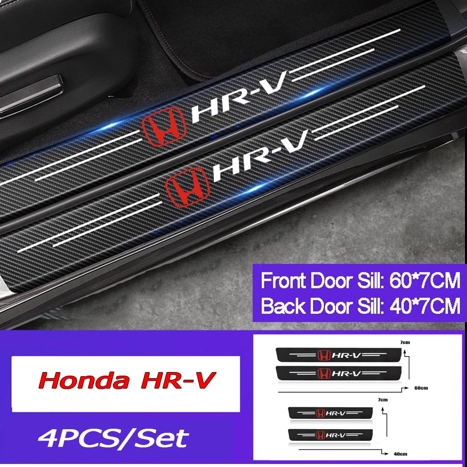 Set 4 Miếng Dán Trang Trí Cửa Xe Hơi HONDA HRV Bằng Sợi Carbon Dày Dặn Chống Trầy Xước