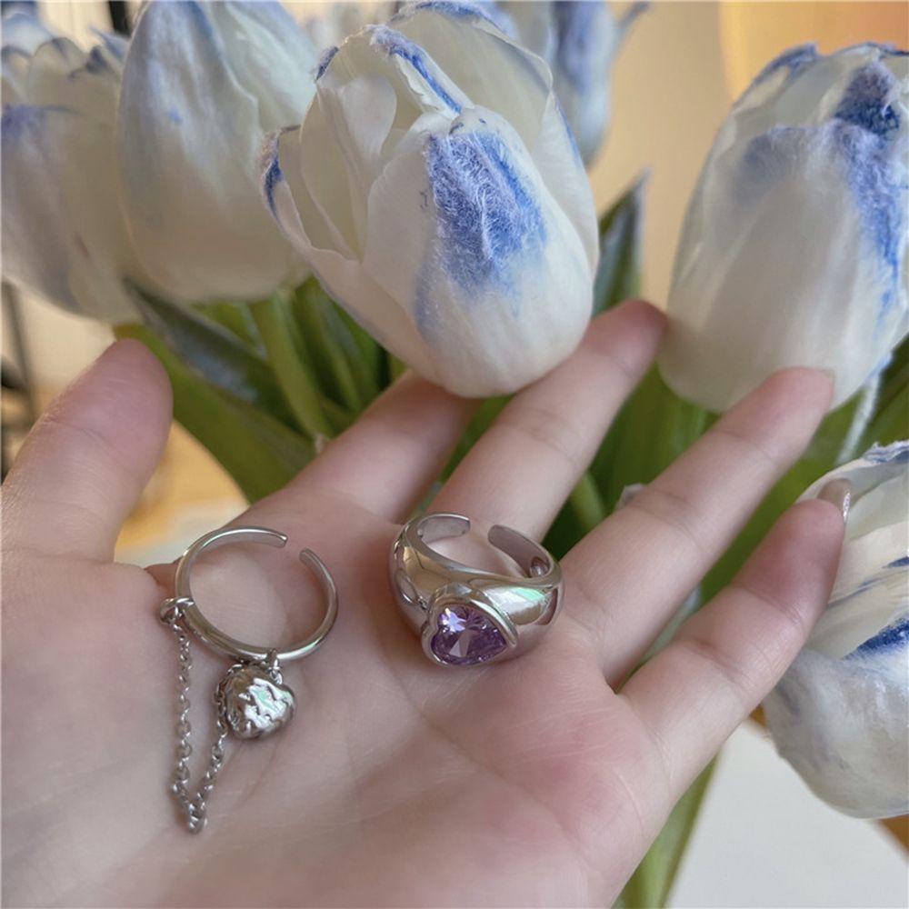 Nhẫn VANES1 Bằng Thép Hình Trái Tim Phối Dây Xích Tua Rua Thời TrangÁo Kiểu Hàn Quốc Thiết Kế Trẻ Trung Cá Tính