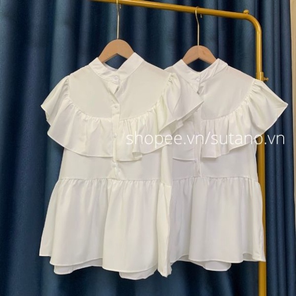 Áo sơmi ngắn tay cổ trụ tay bồng thuận lợi tươi tắn A108 Nội Y Xanh hàng đẹp trendy - nội y xanh