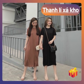 Đầm Suông Dáng Dài Tay Lỡ Xoắn Lưng/ Váy Suông Nữ Chất Thun Cotton VNXK