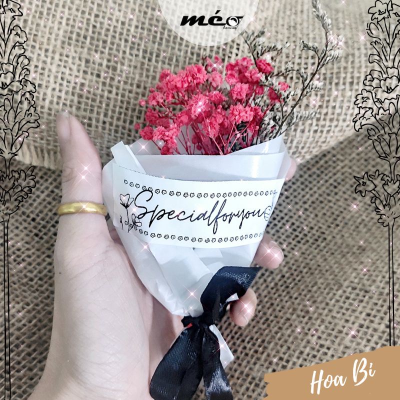 BÓ HOA MINI bi ĐỎ làm quà tặng, trang trí thiệp, làm đồ Handmade